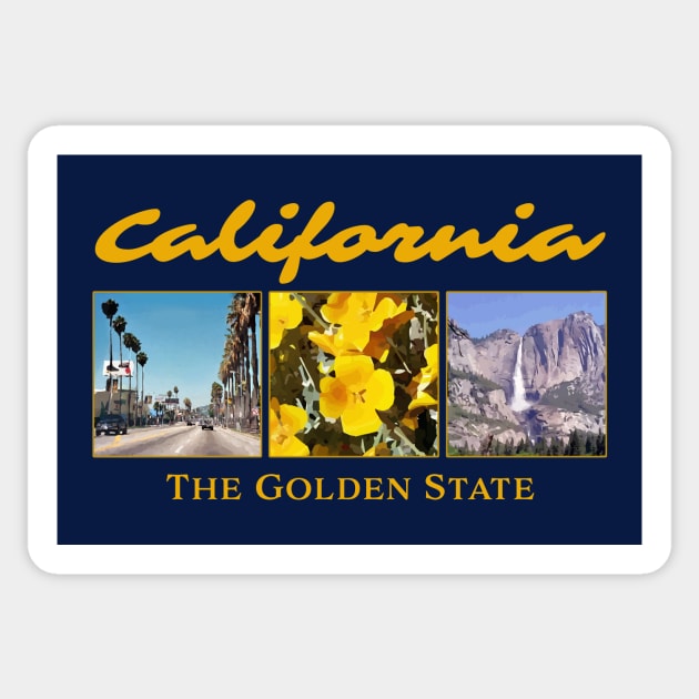 California - The Golden State - Hollywood, California Poppies, Yosemite National Park Sticker by jdunster